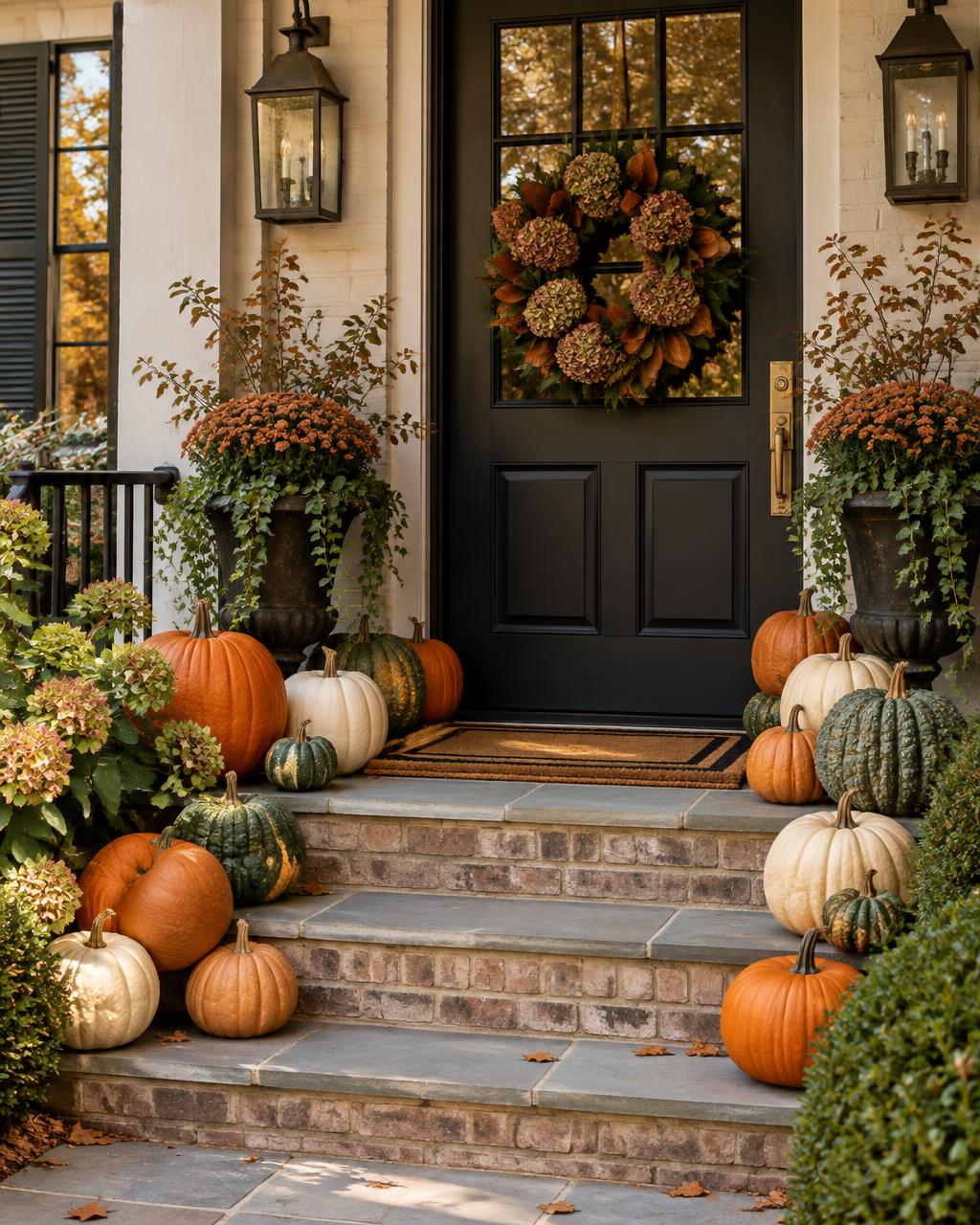 The Cozy Porch autumn pumpkin porch installation